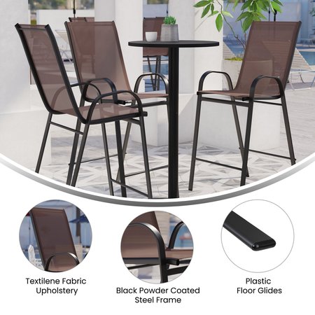 Flash Furniture Brown Outdoor Stack Barstools w/ Flex Material, 2PK 2-JJ-092H-B-GG